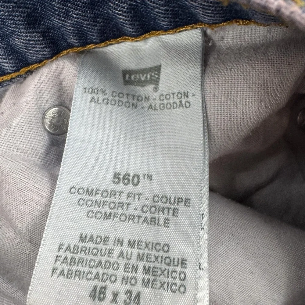 Levis 560 Comfort Fit Jeans Mens 46x33 Blue Medium Wash Relaxed Tapered Denim